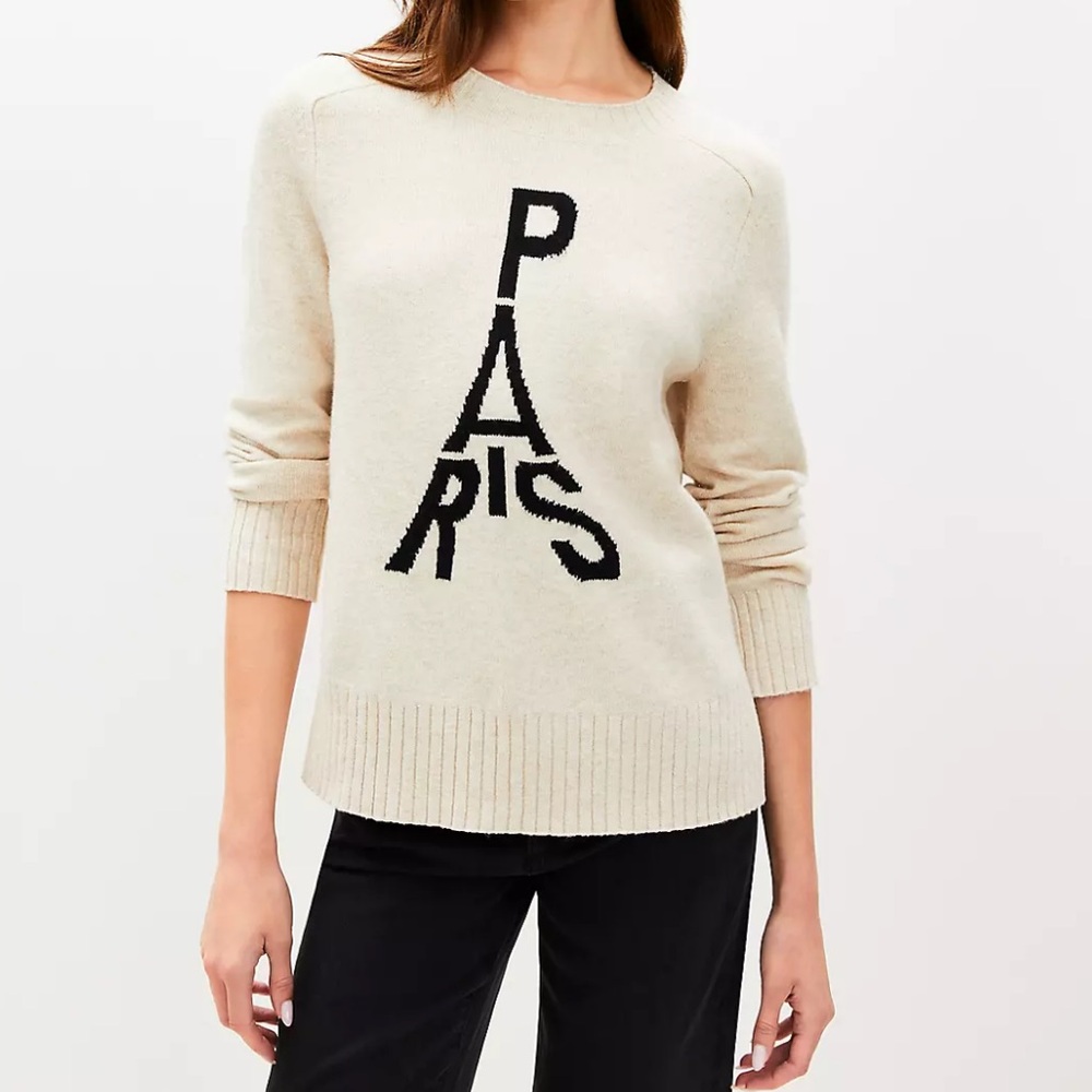 Loft Paris Crew Neck Cream Sweater